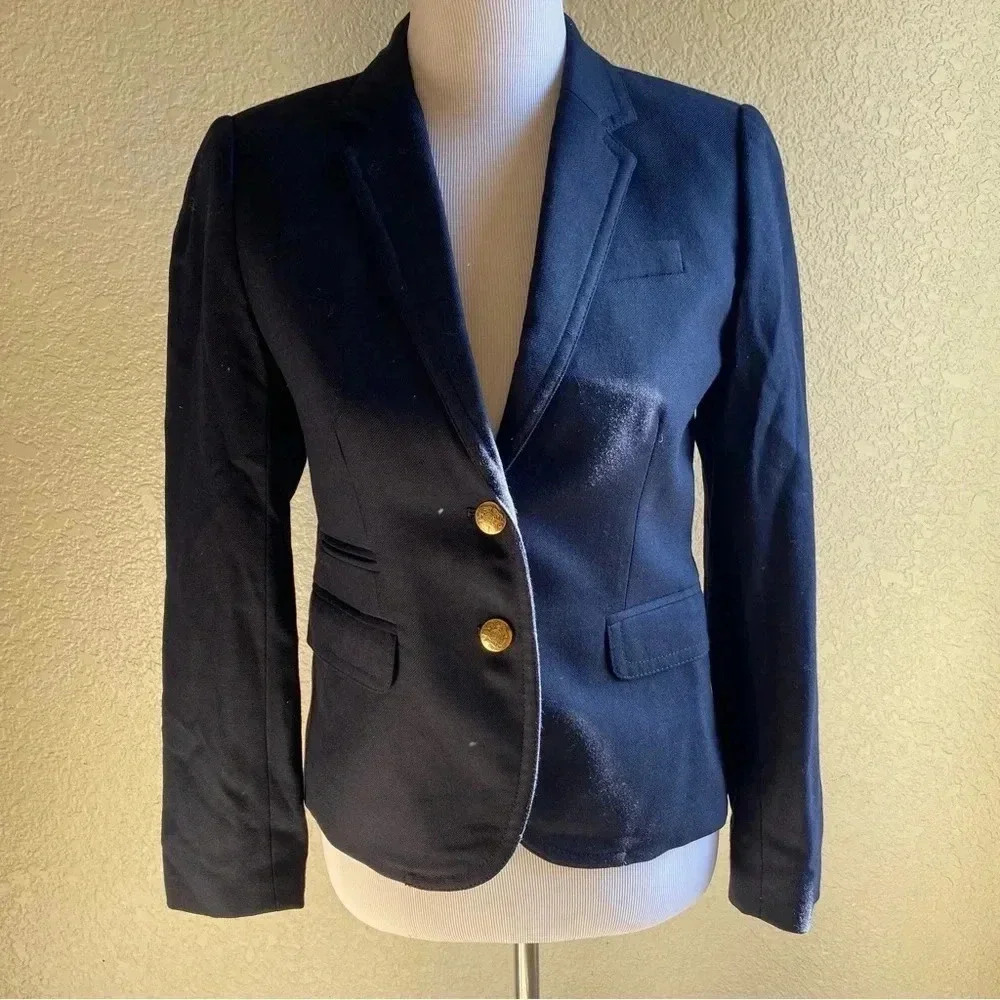 J. Crew 2010 Schoolboy Blazer Wool Military Gold Buttons Navy Blue: 2